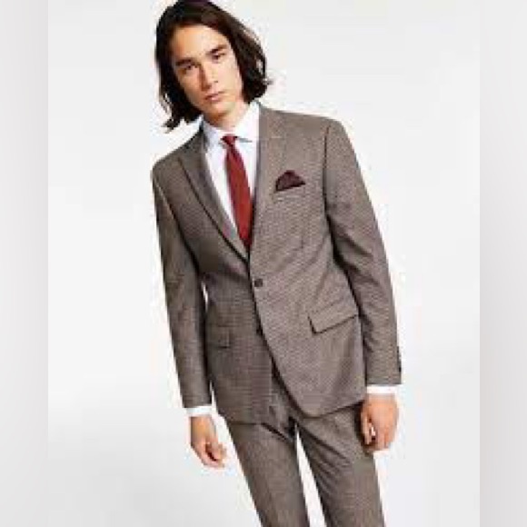 BAR III MENS SUIT JACKET STRETCH  42R BURGUNDY/BLACK FORMAL and evening WEAR - Picture 2 of 13